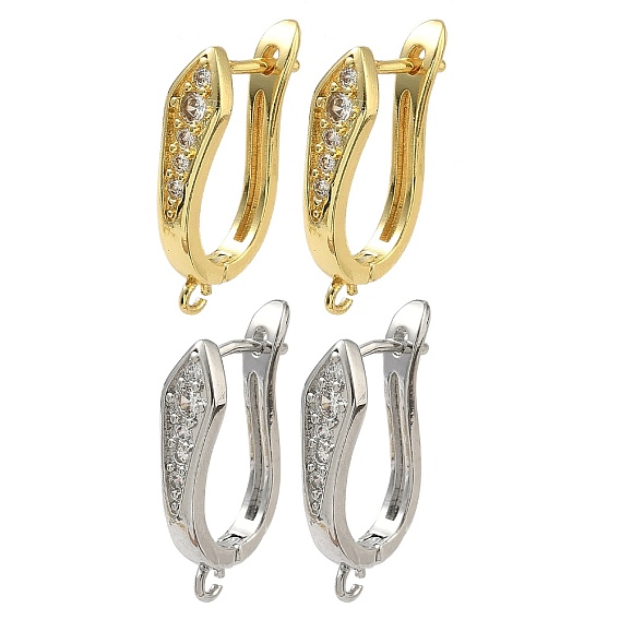 Фурнитура для сережек из латуни с микропаве и кубическим цирконием в форме стрелы, без кадмия и без свинца, стойки покрытие, долговечный, защёлка с петлёй