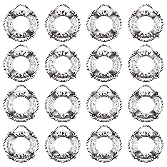 50 шт. Подвески из сплава в тибетском стиле, без кадмия и без свинца, кольцо жизни / спасательный круг / пробковое обруч