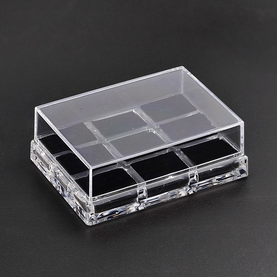 Cajas orgánicos cuboides anillo pantalla de cristal, con velour, 9 compertments, 11x8x4 cm