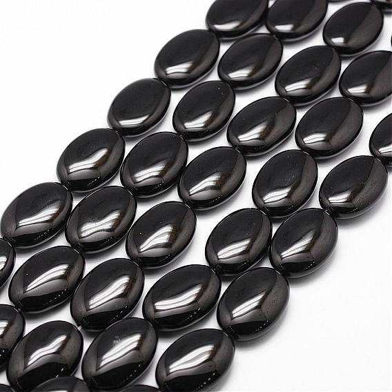 Natural Black Onyx Beads Strands, Grade A, Dyed & Heated, Oval