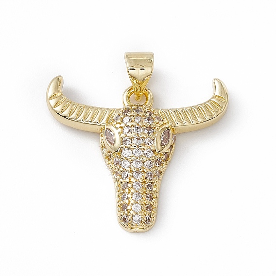 Латунные микро проложить кубического циркония подвески, очарование головы быка, без свинца и без кадмия, реальный 18 k позолоченный