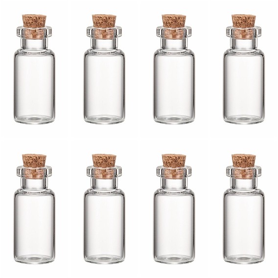 Стеклянные бутылки стеклянные фляги, с пробкой, бутылка желаний, шарик контейнеры, прозрачные, 35x16 мм, емкость: 6 мл (0.2 жидких унций)