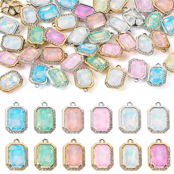 40 шт. 2 Цветной сплав с УФ-покрытием и подвесками из разноцветного стекла и стразов, прямоугольные