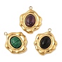 Драгоценный камень подвески, 304 из нержавеющей стали овальные амулеты, реальный 18 k позолоченный, вакуумное покрытие pvd
