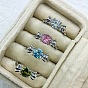 Anillos de latón con micro pavé de circonitas cúbicas para mujer, caramelo, Platino