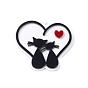 Acrylic Pendants, Heart with Cat Pattern
