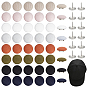 48 Bags 8 Colors Flat Round Polyester Covered Aluminum Buttons, Mushroom Shape Baseball Cap Button Top Replacement, Platinum
