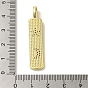 Brass Micro Pave Cubic Zirconia Pendants, Real 18K Gold Plated Rectangle Charms