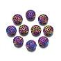 Rack Plating Rainbow Color Alloy Bead Rhinestone Settings, Cadmium Free & Nickel Free & Lead Free, Flat Round