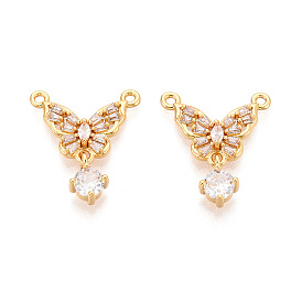 Латунные микро проложить кубического циркония подвески, бабочка, без никеля , долговечный