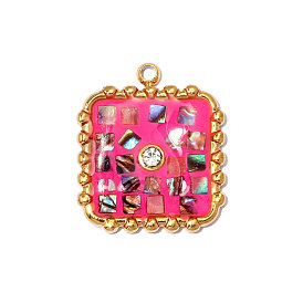 304 нержавеющей стальной эмали подвески, квадратный шарм, с оболочкой, ионное покрытие (ip), долговечный, реальный 18 k позолоченный