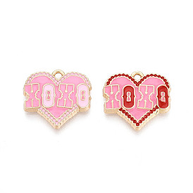 Подвески из сплава с эмалью ко дню святого валентина, сердце со словами-подвесками, золотые, без кадмия, без никеля и без свинца