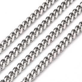 Men's Jewelry Making 201 Stainless Steel Curb Chains, Unwelded, Faceted