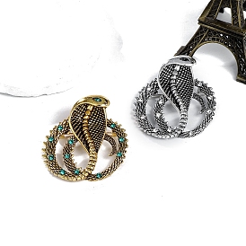 Snake Alloy Rhinestone Safety Pin Brooch