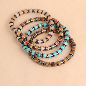 Винтажные эластичные браслеты из натуральных и синтетических драгоценных камней, а также синтетических немагнитных гематитовых бусин для женщин и мужчин., колонка