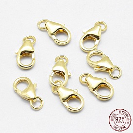 925 Sterling Silver Lobster Claw Clasps, with Jump Rings