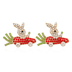 Cute and Cool Bunny Earrings with Colorful Rhinestones for a Unique Look