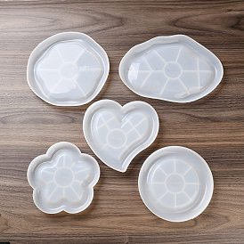 Flower/Heart/Leaf/Flat Round DIY Silicone Jewelry Plate  Molds, Resin Casting Molds, Clay Craft Mold Tools
