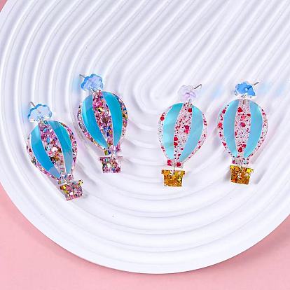 Акриловые серьги-гвоздики в виде воздушного шара, платина