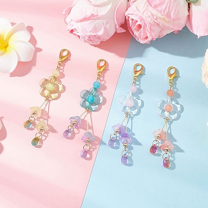 4шт стеклянные подвесные украшения, цветок, с акриловой