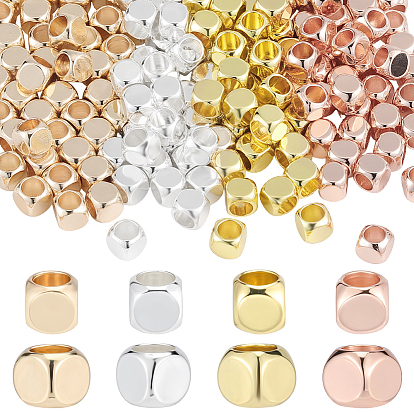 200Pcs 4 Colors Brass Spacer Beads, Cube