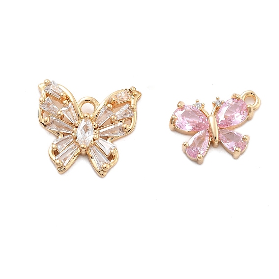 Латунные подвески, бабочки подвески, реальный 18 k позолоченный, со стеклом