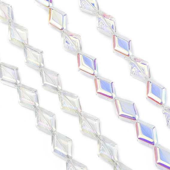 Стеклянные бусины с гальваническим покрытием , ромб, AB цвет