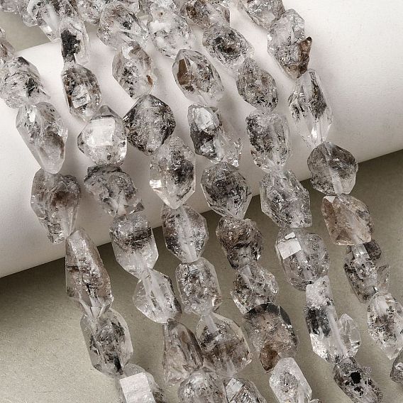 Hilos de cuentas de diamantes herkimer naturales, pepitas