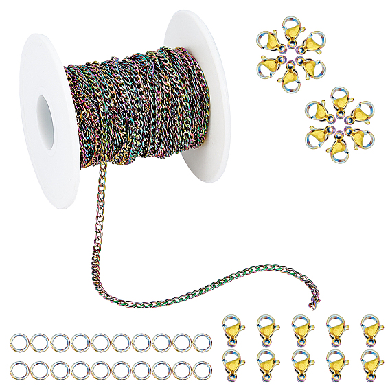PVD Vacuum Plating 304 Stainless Steel Curb Chains, with Spool, Unwelded
