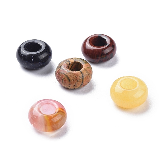 Edelstein Perlen europäischen, gemischte Stein, Rondell, 14x7 mm, Bohrung: 5 mm