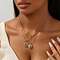Duo Tone 304 Stainless Steel Heart Pendant Double Layer Necklaces for Women