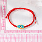 Retro Eyelash Eye Bracelet with Devil Pendant, Handmade Adjustable Woven Jewelry