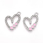 Подвески из сплава с прозрачными стразами и эмалью, сердце