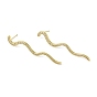 Clear Cubic Zirconia Long Wave Dangle Stud Earrings, Brass Jewelry, Lead Free & Cadmium Free