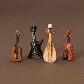 4Pcs Resin Musical Instrument Miniature Ornaments, Micro Landscape Home Dollhouse Accessories, Pretending Prop Decorations