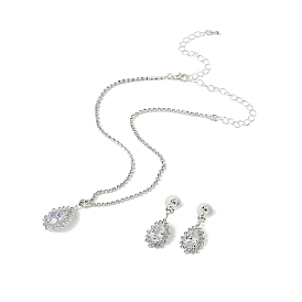 Комплект из серег-гвоздиков и ожерелий с подвесками из латуни в форме капли для женщин