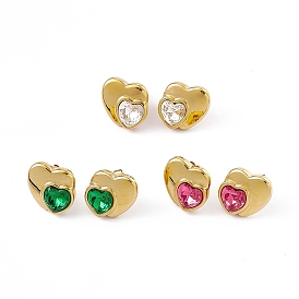 Rhinestone Double Heart Stud Earrings, Golden 304 Stainless Steel Jewelry for Women