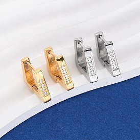 304 трапециевидные серьги-кольца из нержавеющей стали с кубическим цирконием, с 316 нержавеющей стали, ионное покрытие (ip)