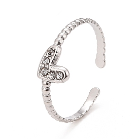 Открытое кольцо-манжета с кристаллами и стразами, 304 украшения из нержавеющей стали для женщин