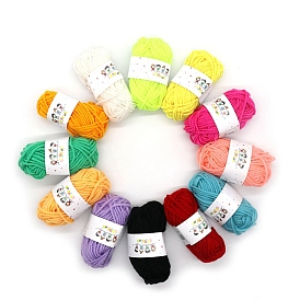 12 écheveaux de fil à tricoter en polyester, fil artisanal pour enfants, châle écharpe poupée crochet fournitures