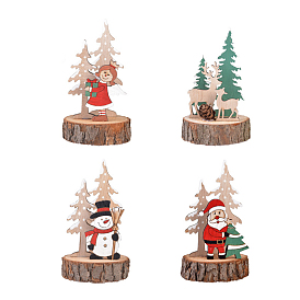 Wood Santa Claus Deer Angel Snowman Doll Display Decoration, Christmas Ornaments, for Party Gift Home Decoration