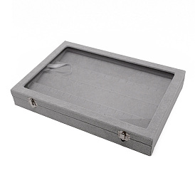 Wooden Presentation Boxes for Badge Storage and Display, cover by Velvet, with Glass Window and Hangers, Rectangle