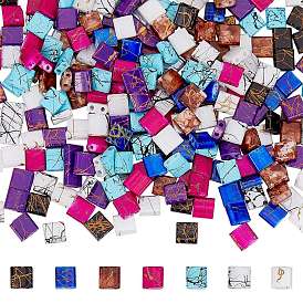 320 шт. 8 стиль 2 стеклянный бисер с отверстием, античный стиль / непрозрачная окраска распылением, квадратный