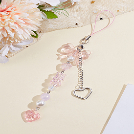 1Correas para móviles de aleación de PC con forma de corazón, decoración de accesorios móviles, lazo, rosa