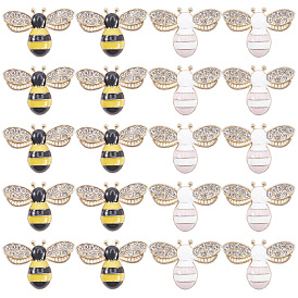 Сплав эмали кабошоны, с кристально горный хрусталь, Пчелы, золотой свет