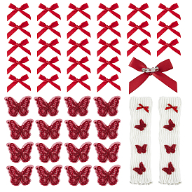 30 шт. броши-бантики из полиэстера, с железной фурнитурой, с 20шт. полиэстеровых нашивок на одежду в виде бабочек