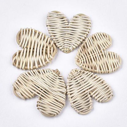 Тростниковые тростниковые / ротанговые бусы ручной работы, для изготовления соломенных сережек и ожерелий, нет отверстий / незавершенного, сердце