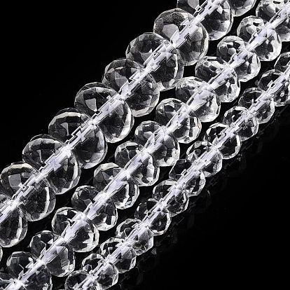 Прозрачные стеклянные бусины, граненые, рондель