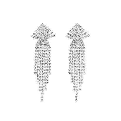 Fashionable Tassel Earrings with Jellyfish Claw Chain and Micro Inlaid Diamonds