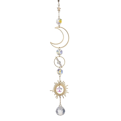 Décorations pendentif étoile lune en laiton, pompon rond en verre pour la décoration de la maison